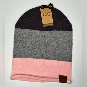 C.C Exclusives Colorblock Slouchy Beanie with Rolled Cuff Winter Hat